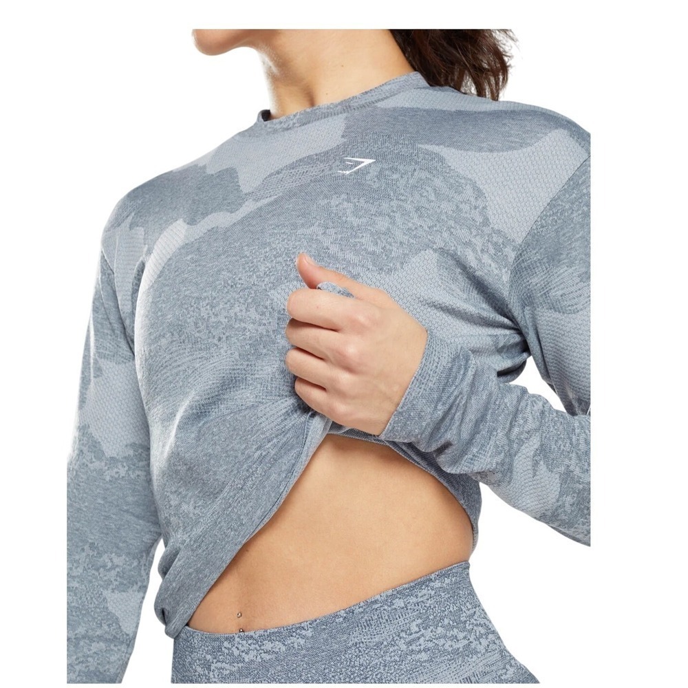 Gymshark Adapt Loose Fit Gray Camo Seamless Long Sleeve Top Women's Large